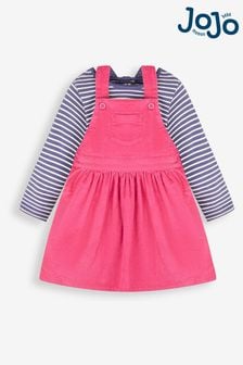 JoJo Maman Bébé Raspberry Girls' Classic Cord Dress & Stripe Top Set (884322) | €45