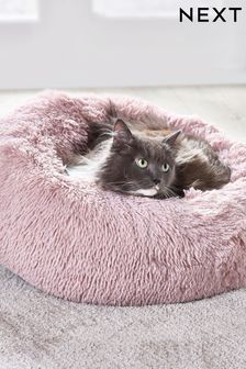 Pink Round Faux Fur Pet Bed (884506) | $65