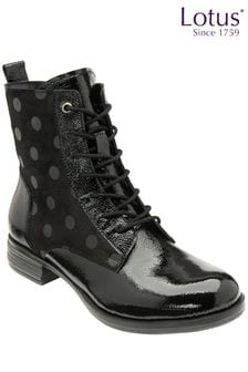 Lotus Black Patent & Leather Ankle Boots (884783) | 396 QAR