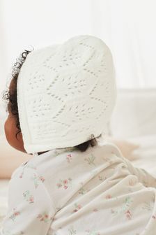 Ecru White Baby Knitted Bonnet (0mths-2yrs) (884785) | 223 UAH