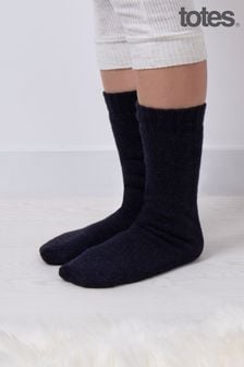 Totes Blue Ladies Premium Thermal Wool Blend Slipper Socks (884863) | SGD 23