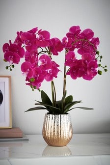 Grand pot avec orchidée artificielle (885003) | €57