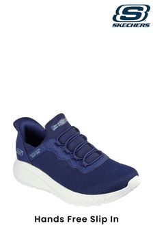 Blue and white striped skechers shop