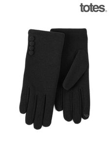 Totes Black Isotoner Ladies Thermal SmarTouch Gloves With Button Detail (885822) | SGD 31
