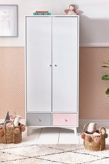 Quinn Pink/Grey Painted Wood Wardrobe with 2 Drawers (885964) | €610