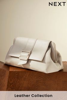 Ecru White Leather Premium Clutch Bag (886175) | $111