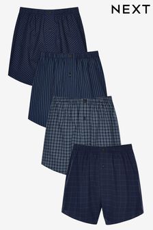 Navy 4 pack Woven Pure Cotton Boxers (886531) | SGD 50