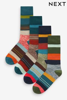 Azul marino/multicolor - Pack 4 pares de calcetines de grosor medio a rayas (886888) | 20 €