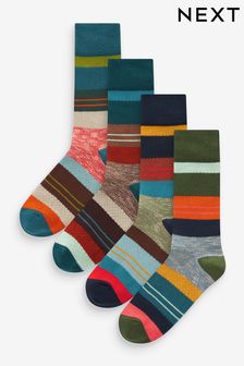 Navy Blue/Multi Mid-Weight Stripe Socks 4 Pack (886888) | 77 SAR