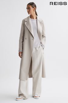 Reiss Stone Lucia Long Wool Blend Blindseam Coat (887300) | €409