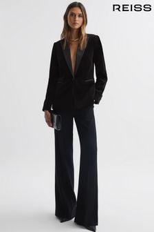 Reiss Black Opal Petite Fitted Velvet Single Breasted Suit Blazer (887813) | 2,190 QAR