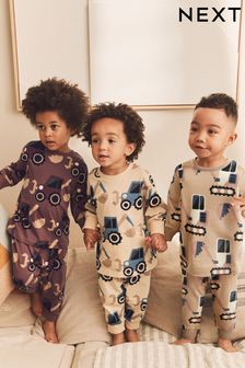 Chocolate Brown 3 Pack Snuggle Pyjamas (9mths-8yrs) (887865) | KRW42,700 - KRW52,600