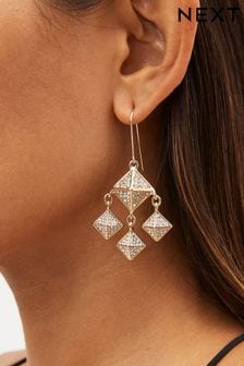 Gold Tone Multi Diamond Drop Earring (888191) | 41 SAR