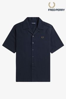 Marineblau - Fred Perry Strukturiertes, kurzärmeliges Resorthemd mit Revers (888524) | 146 €