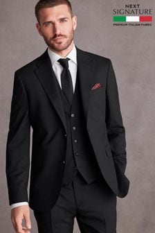 Black Slim Fit Signature Tollegno Suit (888606) | SGD 264