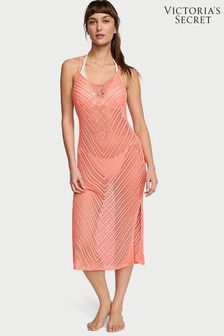Victoria's Secret Punchy Peach Orange Crochet Dress Coverup (888650) | €86