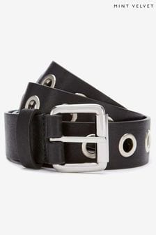 Mint Velvet Eyelet Leather Black Belt (889092) | $84