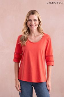 Celtic & Co. Red Sleeve Detail Jersey Top (889494) | AED327
