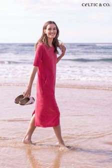 Розовое платье из смеси хлопка и льна с пуговицами на спине Celtic & Co. (889535) | €118