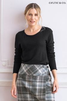 Celtic & Co.黑色優質針織美利奴羊毛圓領套衫 (889582) | NT$4,430