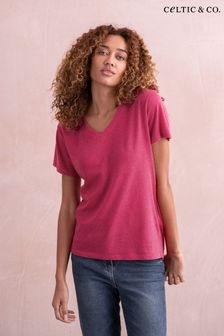 Celtic & Co. Pink Linen / Cotton V Neck T Shirt (889588) | KRW89,700