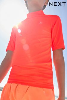 כתום - חולצת שחייה להגנה מפני השמש עם שרוולים קצרים (גילאי ‪1.5-16‬​​​​​​​) (889687) | ‏31 ₪ - ‏62 ₪