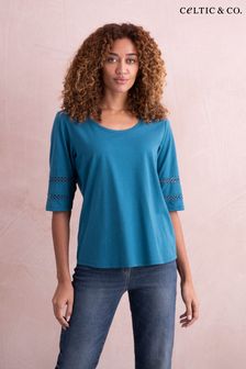Celtic & Co. Blue  Sleeve Detail Jersey Top (889741) | AED327