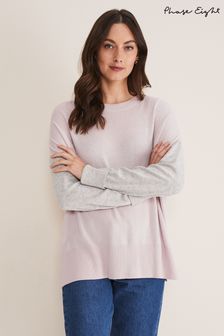 Phase Eight Grey Rema Wool Cashmere Colourblock Jumper (88H087) | €56