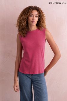 Celtic & Co. Pink Linen Cotton Tank Top (890223) | AED216