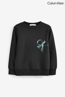 Calvin Klein - Zwart fleece kindersweatshirt met monogram (890237) | €53