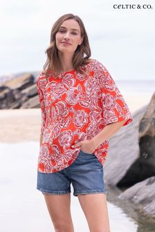 Celtic & Co. Red Woven Relaxed T-shirt (890302) | 448 LEI
