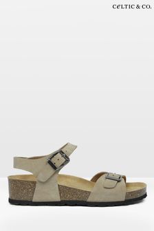 Celtic & Co. Brown Low Wedge Double Buckle Sandals