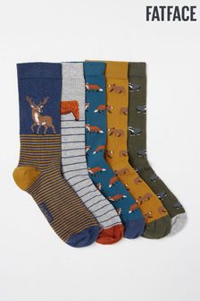 FatFace Blue Autumn Animal Socks 5 Pack (890610) | 21 €