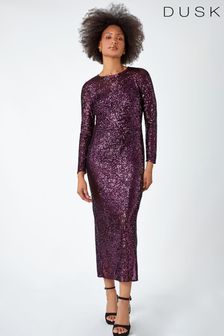 Dusk Purple Sequin Embellished Midi Dress (890707) | €89