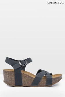 Celtic & Co. Blue Crossover Wedge Sandals (890793) | $177