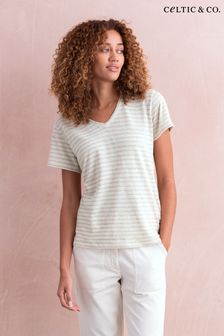Celtic & Co. Cream Linen / Cotton V-Neck T-Shirt