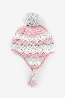 Pink/Grey Knitted Trapper Hat (3mths-13yrs) (890917) | $19 - $24