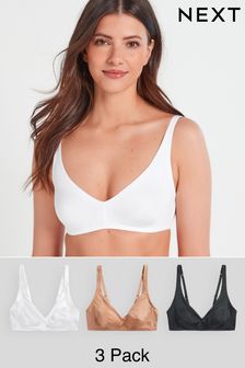 Black/White/Nude Non Pad Non Wire Microfibre Smoothing T-Shirt Bras 3 Pack (890984) | $50