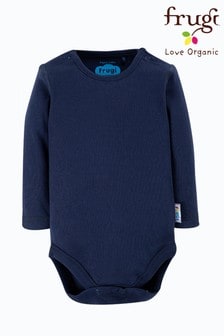 Frugi Navy Blue Organic Cotton Long Sleeve Plain Bodysuit (891102) | $15 - $16