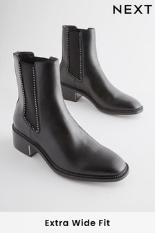 Black Extra Wide Fit Forever Comfort® Chelsea Studded Ankle Boots (891319) | €21