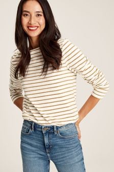 Joules Harbour Gold Sparkly Long Sleeve Breton Top (891334) | kr600