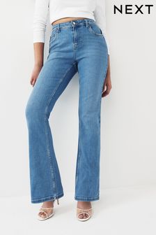 Niebieskie, średnio sprane - Bardzo miękkie jeansy z rozszerzanymi nogawkami (891442) | 77 zł