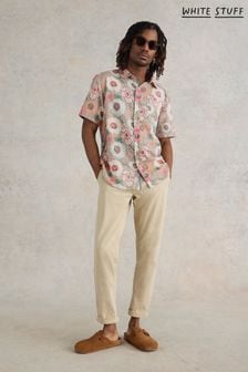 White Stuff Pink Botanical Printed Linen Blend Shirt (891719) | $77