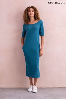 Celtic & Co. Blue Linen / Cotton Button Back Dress (892282) | 440 QAR