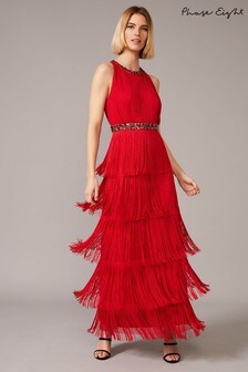 Phase Eight Red Albertina Fringe Maxi Dress (892317) | 226 €