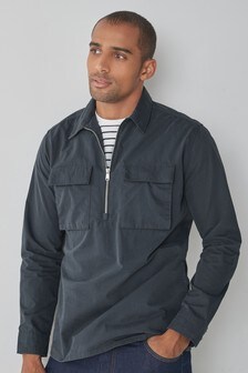 Lightweight Half Zip Shacket