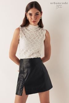 Urban Code Black Faux Leather Mini Skirt With Split Detail (892818) | CA$100