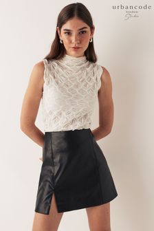 Urban Code Faux Leather Mini Skirt With Split Detail