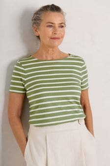 Seasalt Cornwall Green Striped Sailor T-Shirt (893768) | €42