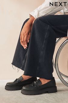 Next womens black loafers on sale